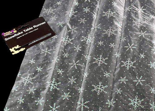 SILVER  CHRISTMAS SNOWFLAKE SHEER TABLE RUNNER DECORATION. DP54245 SILVER